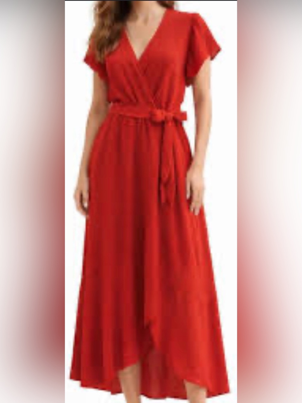 NWOT Fraiche by J Red Wrap Maxi Dress